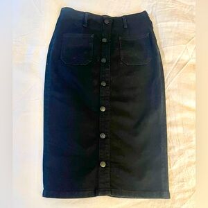 A black denim pencil skirt.
